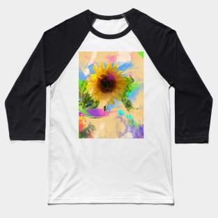 Sunflower Painting Watercolor Effect Baseball T-Shirt